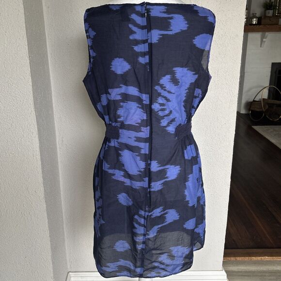 Banana Republic Sz 8 Silk Blend Navy Blue Dress Sleeveless Shift Dress - Picture 2 of 8